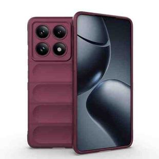 For Xiaomi 14T Pro 5G Global Magic Shield TPU + Flannel Phone Case(Wine Red)