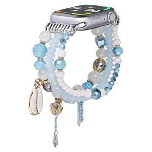 For Apple Watch 42mm / 41mm / 40mm / 38mm Shell Beads Chain Watch Band(Light Blue)