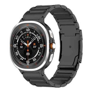 For Samsung Galaxy Watch Ultra 47mm Three Beads Tortoise Buckle Titanium Steel Watch Band(Black)