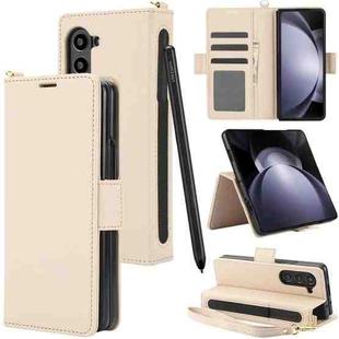 For Samsung Galaxy Fold4 5G Side Buckle Leather Phone Case(Apricot)