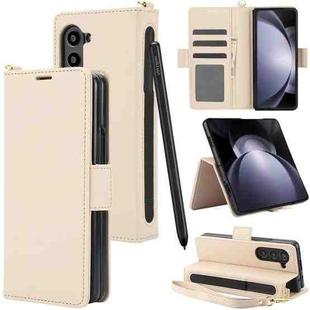 For Samsung Galaxy Fold6 5G Side Buckle Leather Phone Case(Apricot)