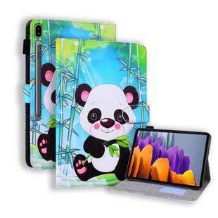 For Samsung Galaxy Tab S8 / Galaxy Tab S7 T870 / T875 Colored Drawing Stitching Horizontal Flip Leather Case with Holder & Card Slots(Cartoon Panda)