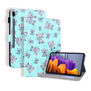 For Samsung Galaxy Tab S8 / Galaxy Tab S7 T870 / T875 Colored Drawing Stitching Horizontal Flip Leather Case with Holder & Card Slots(Cartoon Bear)