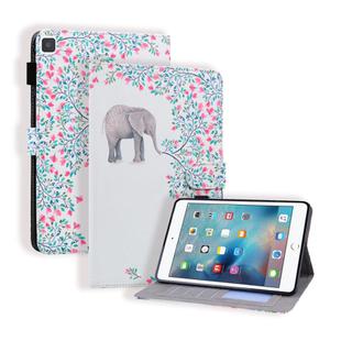 For Samsung Galaxy Tab 8.0 (2019) T290 Colored Drawing Stitching Horizontal Flip Leather Case with Holder & Card Slots(Elephant Flower)