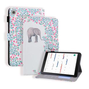 For Samsung Galaxy Tab A10.1 (2019) T510 Colored Drawing Stitching Horizontal Flip Leather Case with Holder & Card Slots(Elephant Flower)