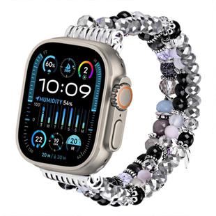 For Apple Watch 46mm / 49mm / 45mm / 44mm Colored Diamond Tassel Chain Watch Band(Black)