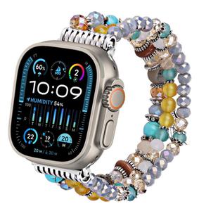 For Apple Watch 46mm / 49mm / 45mm / 44mm Colored Diamond Tassel Chain Watch Band(Yellow)