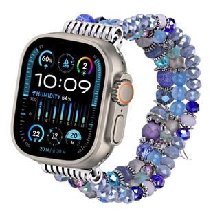 For Apple Watch 46mm / 49mm / 45mm / 44mm Colored Diamond Tassel Chain Watch Band(Blue)