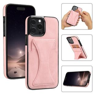 For iPhone 16 Pro Ultra-thin Shockproof Phone Protective Case with Holder(Rose Gold)
