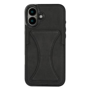 For iPhone 16 Plus Ultra-thin Shockproof Phone Protective Case with Holder(Black)