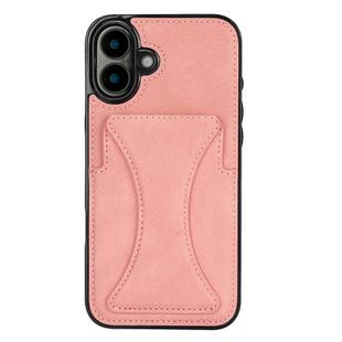 For iPhone 16 Ultra-thin Shockproof Phone Protective Case with Holder(Rose Gold)