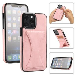 For iPhone 15 Pro Max Ultra-thin Shockproof Phone Protective Case with Holder(Rose Gold)
