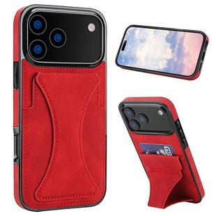 For iPhone 17 Pro Max Ultra-thin Shockproof Phone Protective Case with Holder(Red)