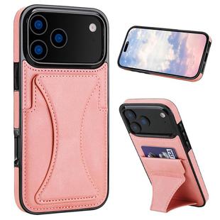 For iPhone 17 Pro Max Ultra-thin Shockproof Phone Protective Case with Holder(Rose Gold)