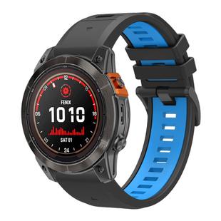 For Garmin 26mm Two Color Quick Release Silicone Watch Band with Tool(Black Sky Blue)