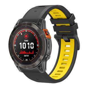 For Garmin 26mm Two Color Quick Release Silicone Watch Band with Tool(Black Yellow)