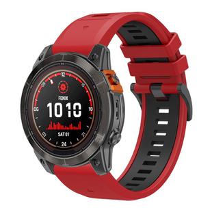 For Garmin 26mm Two Color Quick Release Silicone Watch Band with Tool(Red Black)