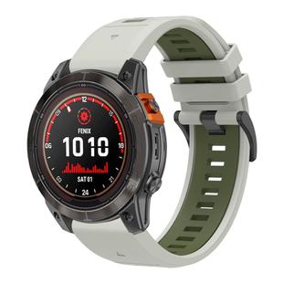 For Garmin 26mm Two Color Quick Release Silicone Watch Band with Tool(Grey Green)