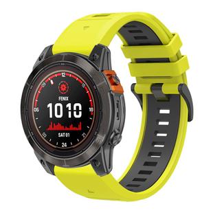 For Garmin 26mm Two Color Quick Release Silicone Watch Band with Tool(Fluorescent Yellow Gray)