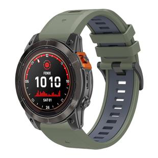 For Garmin 26mm Two Color Quick Release Silicone Watch Band with Tool(Green Gray)