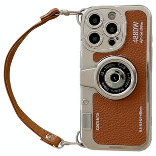 For iPhone 15 Pro Max Camera Style Phone Case(Brown)