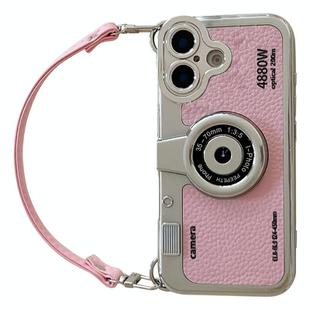 For iPhone 16 Camera Style Phone Case(Pink)