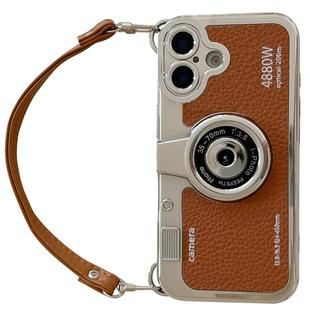 For iPhone 16 Camera Style Phone Case(Brown)