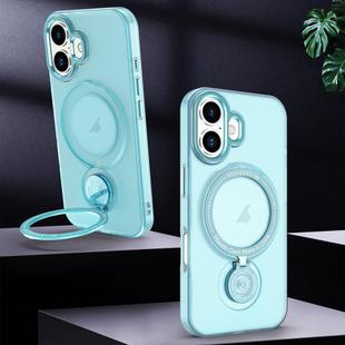 For iPhone 16 Plus Rotation Holder MagSafe Phone Case(Blue)