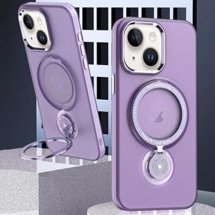For iPhone 15 Plus Rotation Holder MagSafe Phone Case(Purple)
