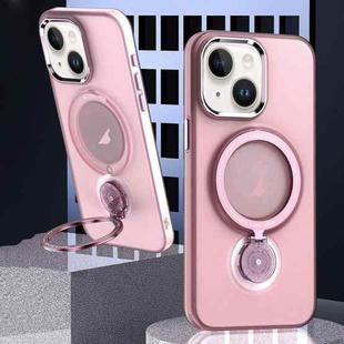 For iPhone 15 Rotation Holder MagSafe Phone Case(Pink)
