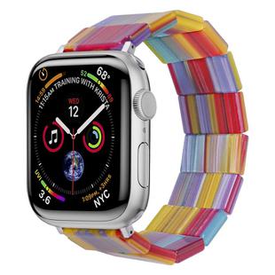 For Apple Watch 42mm / 41mm / 40mm / 38mm Stretch Rope Square Resin Watch Band(Rainbow)