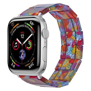 For Apple Watch 42mm / 41mm / 40mm / 38mm Stretch Rope Square Resin Watch Band(Pearlescent Rainbow)