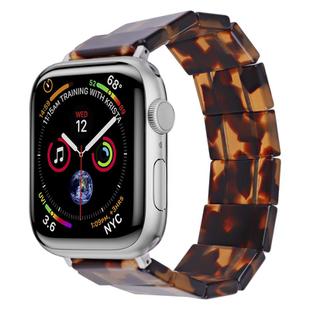 For Apple Watch 42mm / 41mm / 40mm / 38mm Stretch Rope Square Resin Watch Band(Tortoise Shell Color)