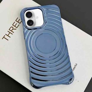 For iPhone 16 Plus Electroplating Wave MagSafe Phone Case(Blue)