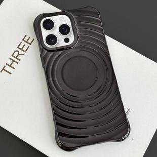 For iPhone 15 Pro Electroplating Wave MagSafe Phone Case(Black)