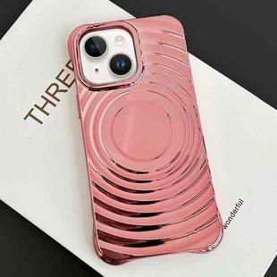 For iPhone 15 Plus Electroplating Wave MagSafe Phone Case(Pink)