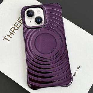 For iPhone 15 Plus Electroplating Wave MagSafe Phone Case(Purple)