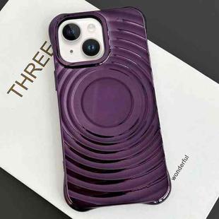 For iPhone 15 Electroplating Wave MagSafe Phone Case(Purple)