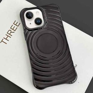 For iPhone 15 Electroplating Wave MagSafe Phone Case(Black)