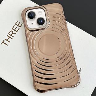 For iPhone 14 Electroplating Wave MagSafe Phone Case(Gold)