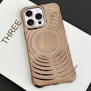 For iPhone 11 Pro Max Electroplating Wave MagSafe Phone Case(Gold)