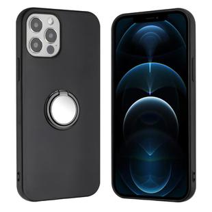 For iPhone 12 Pro Max Matte Ring Holder TPU Phone Case(Black)