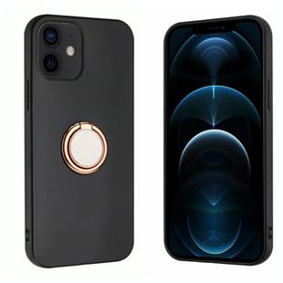 For iPhone 12 mini Matte Ring Holder TPU Phone Case(Rose Gold)