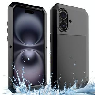 For iPhone 16 Plus Shockproof IP54 Life Waterproof Phone Case(Black)