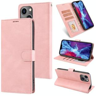 For iPhone 15 Plus / 14 Plus Fantasy Skin-feel Calfskin Texture Leather Phone Case(Pink)