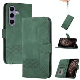 For Samsung Galaxy S25 5G Cubic Skin Feel Flip Leather Phone Case(Green)