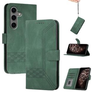 For Samsung Galaxy S25+ 5G Cubic Skin Feel Flip Leather Phone Case(Green)