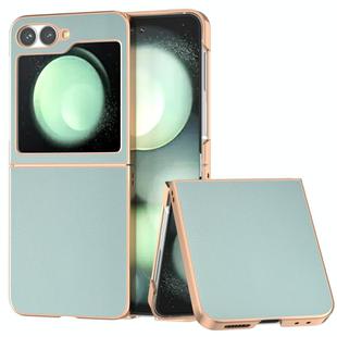 For Samsung Galaxy Z Flip6 PU Leather Electroplating Frame Full Coverage Phone Case(Light Blue)