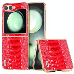 For Samsung Galaxy Z Flip6 ABEEL Electroplating Frame Genuine Leather Weilai Series Phone Case(Red)