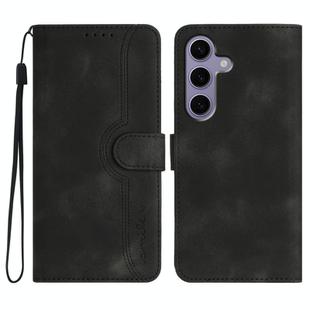 For Samsung Galaxy S25 5G Heart Pattern Skin Feel Leather Phone Case(Black)
